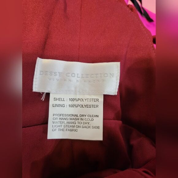 Dessy Collection High-Neck Backless Crepe Trumpet Gown 3039 NWOT size 4 burgandy - Picture 5 of 6